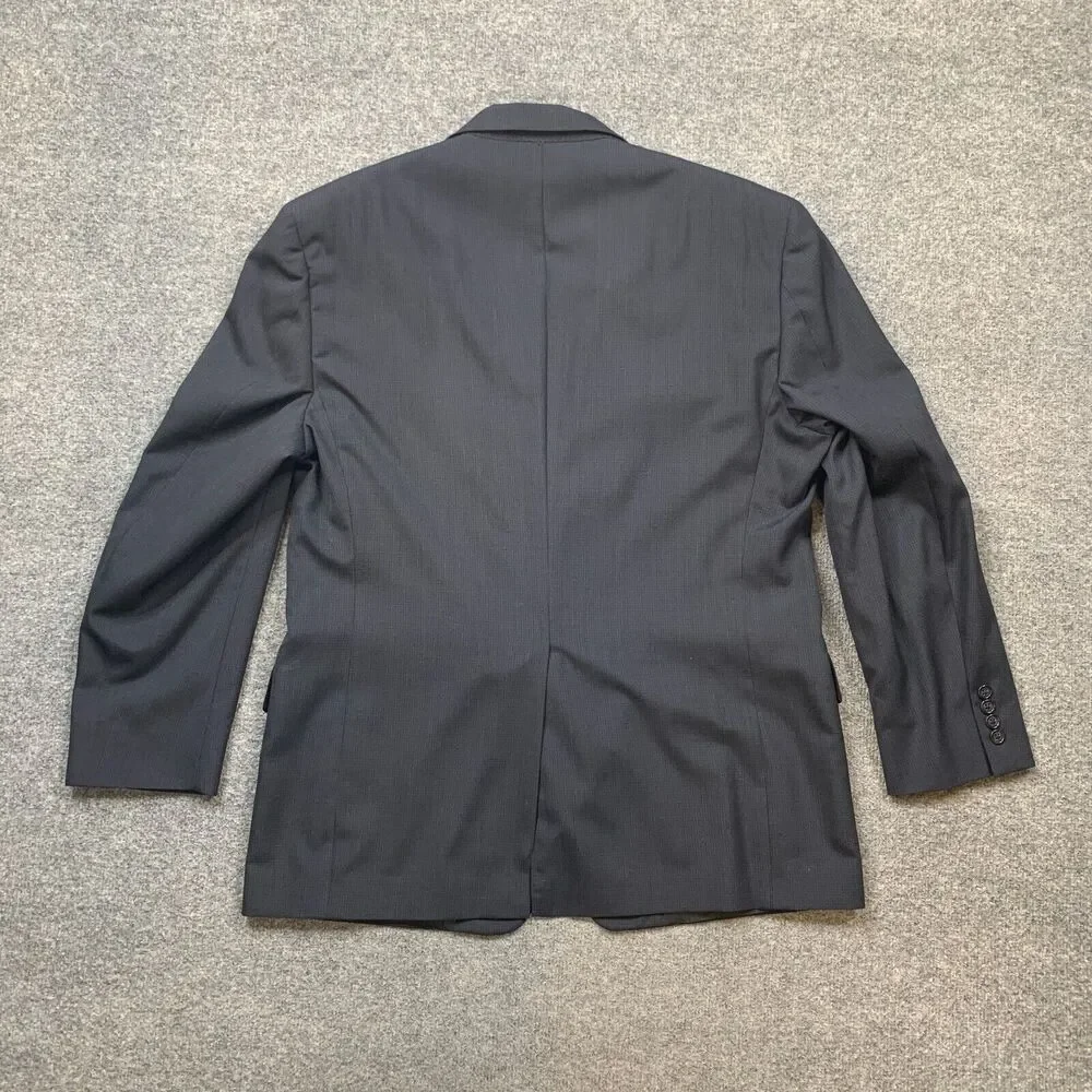Vintage Hart‎ Schaffner Marx Blazer Mens 44R Navy Windowpane Sport Coat Made USA